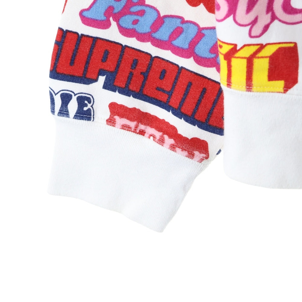 SUPREME(シュプリーム) 17AW ×HYSTERIC GLAMOUR Text Hoodie ヒステリックグラマー テキスト 総柄プルオーバースウェットパーカー フーディー ホワイト