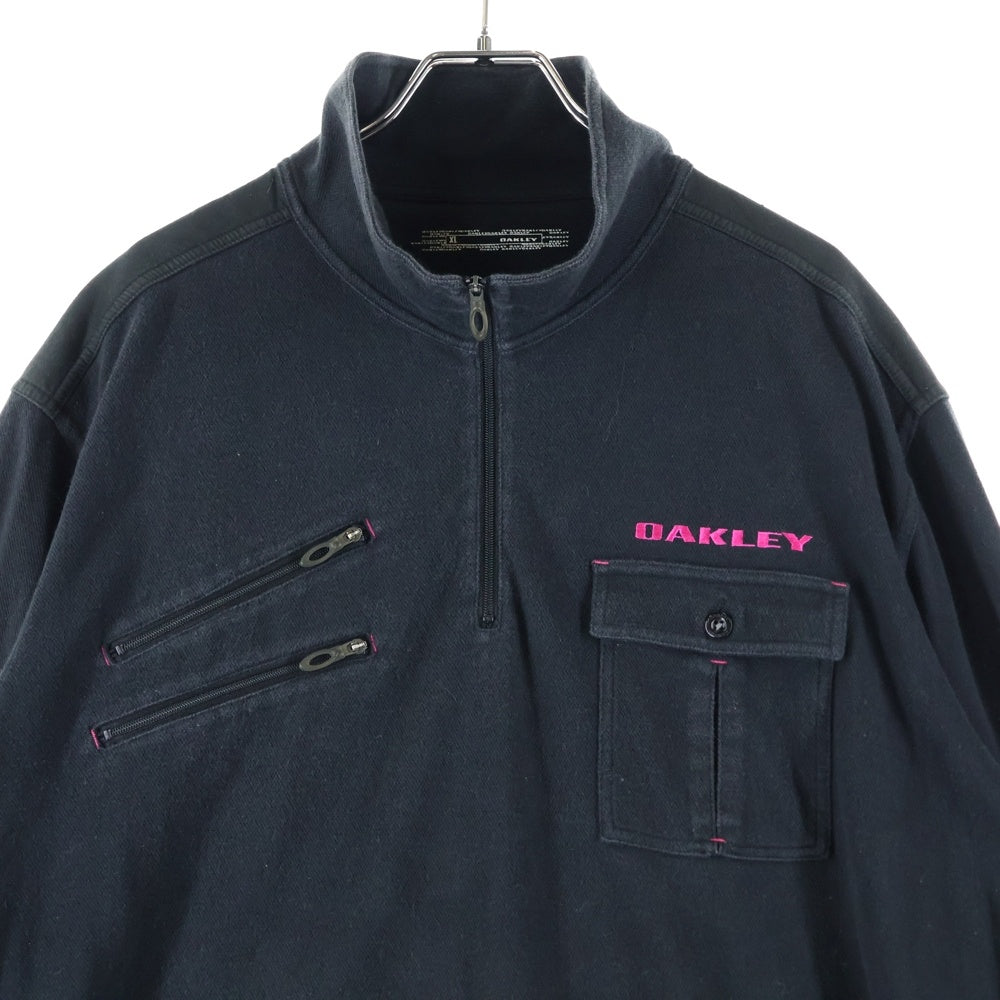 OAKLEY(オークリー) GOLF SHIRT ハーフジップ ロゴ刺繍ポロシャツ ブラック