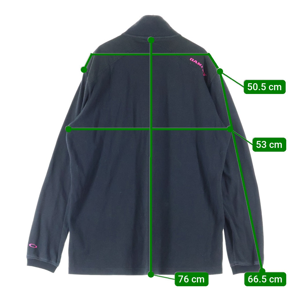 OAKLEY(オークリー) GOLF SHIRT ハーフジップ ロゴ刺繍ポロシャツ ブラック