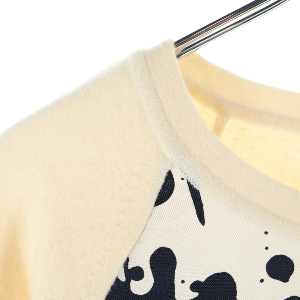 HERMES(エルメス) Wool Knit Sweater シルク切替 ウールニットセーター アイボリー