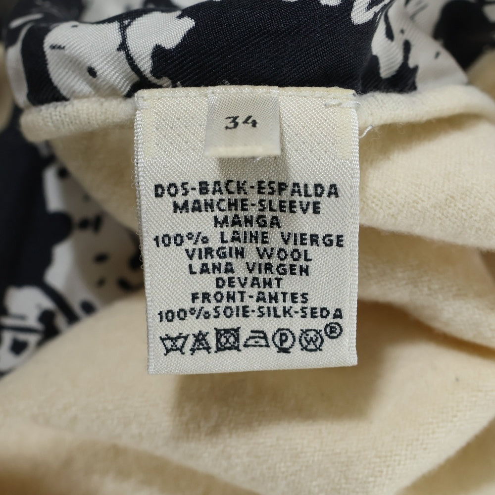 HERMES(エルメス) Wool Knit Sweater シルク切替 ウールニットセーター アイボリー