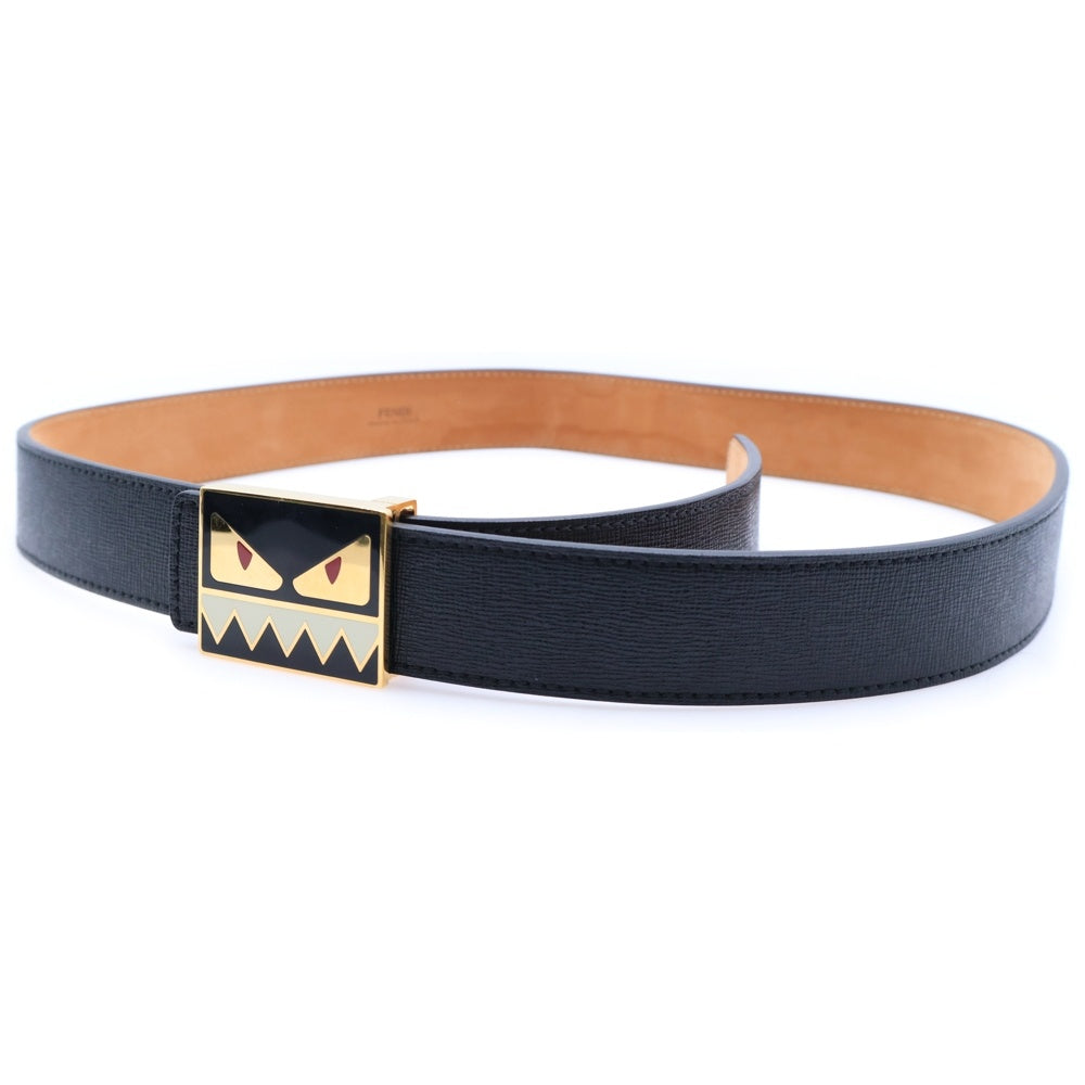 FENDI(フェンディ) Monster Black & Gold Bug Eye Buckle Calf Skin Leather Belt レザーベルト ブラック 150477904