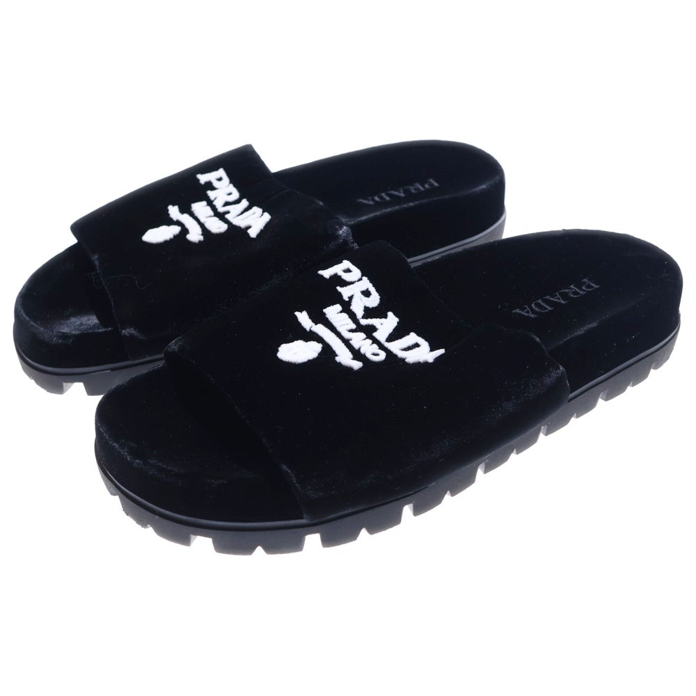 PRADA(プラダ) Velvet Flats ベロアサンダル ブラック