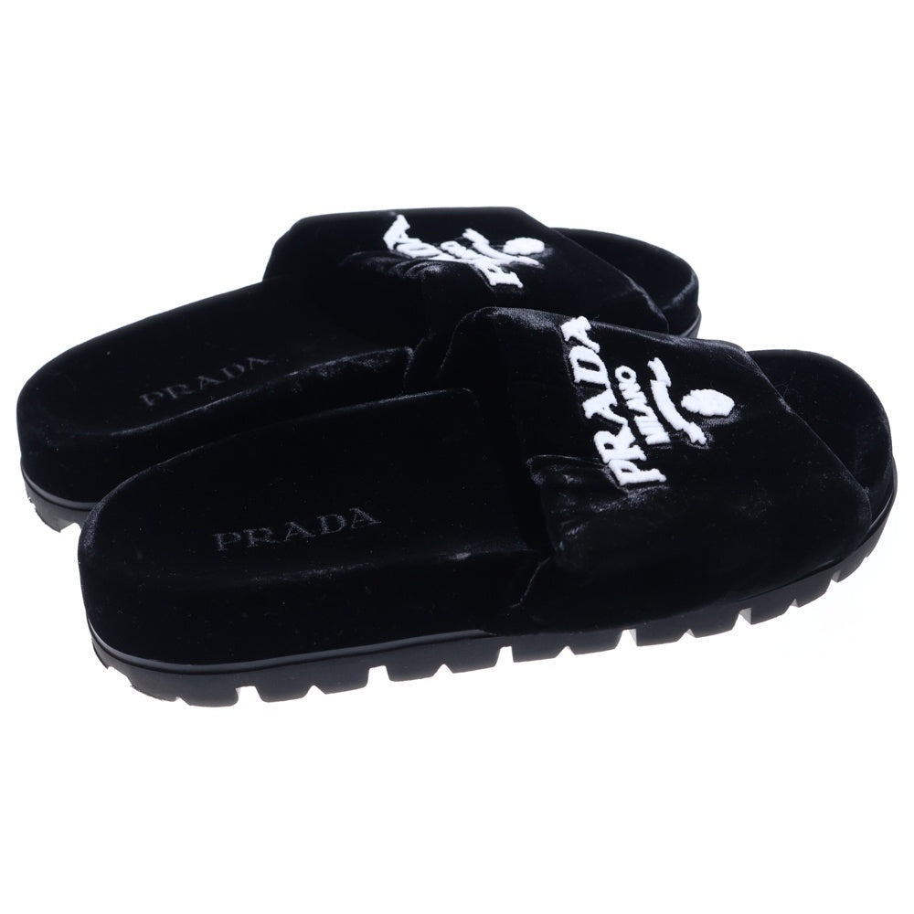 PRADA(プラダ) Velvet Flats ベロアサンダル ブラック