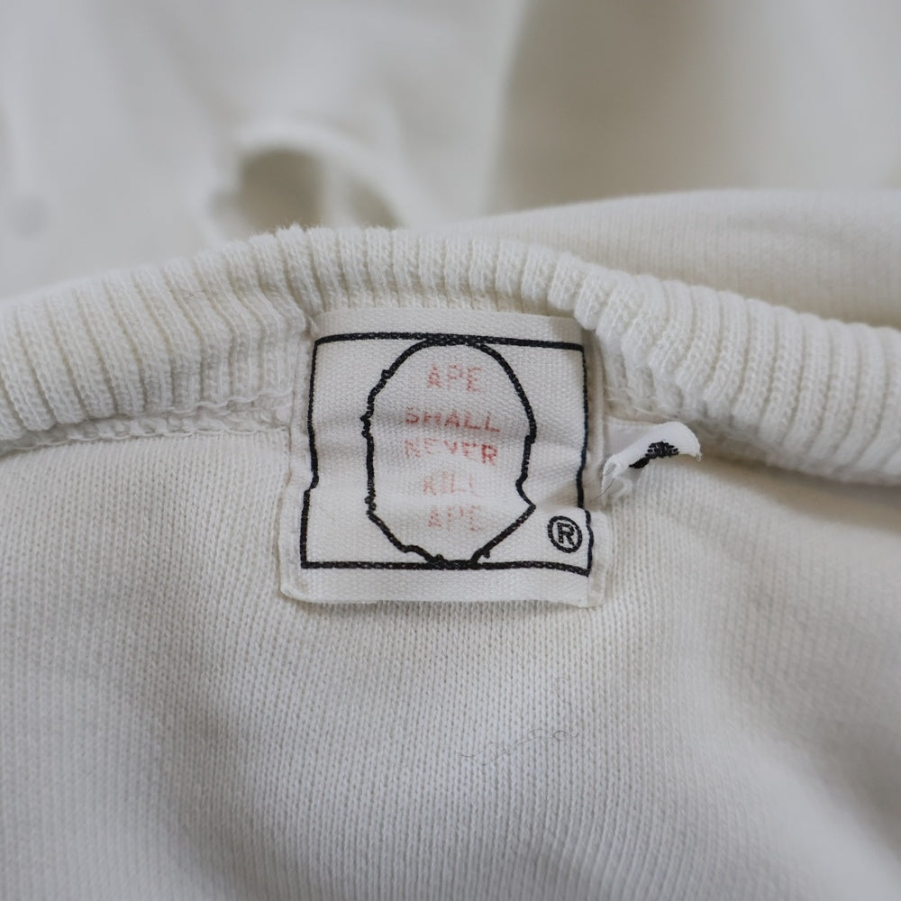 A BATHING APE(アベイシングエイプ) 90s Soldier Hoodie Separate 初期 ダメージ加工 フットソルジャー バックプリント プルオーバースウェットパーカー ホワイト
