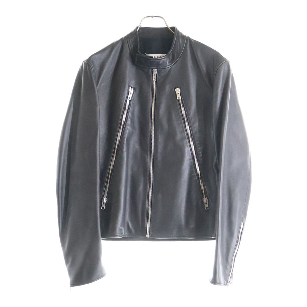 Maison Margiela 14(メゾンマルジェラ) 22SS 5-ZIP LEATHER JACKET 八の字 ラムレザー シングルライダース ジャケット ハの字 ブラック S50AM0489 SY1460