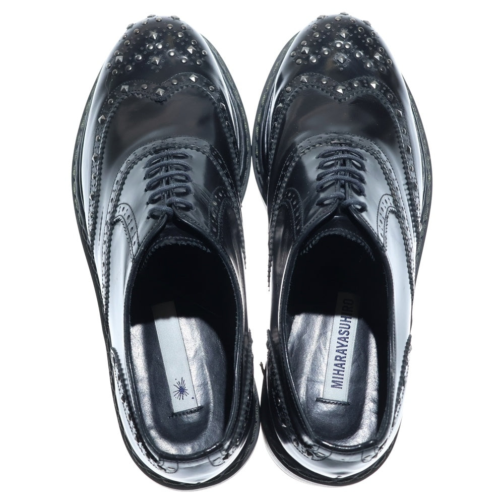 MIHARA YASUHIRO(ミハラヤスヒロ) スタッズ装飾 レースアップドレスシューズ ブラック