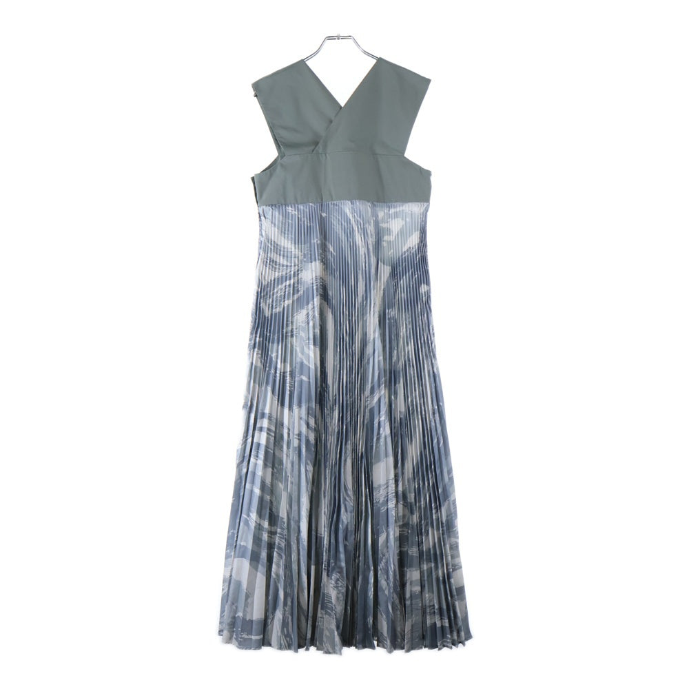 MONCLER(モンクレール) 22AW ×HYKE PLEATS ONE PIECE ハイク プリーツ マキシ ワンピース グレー レディース H209K2G00001