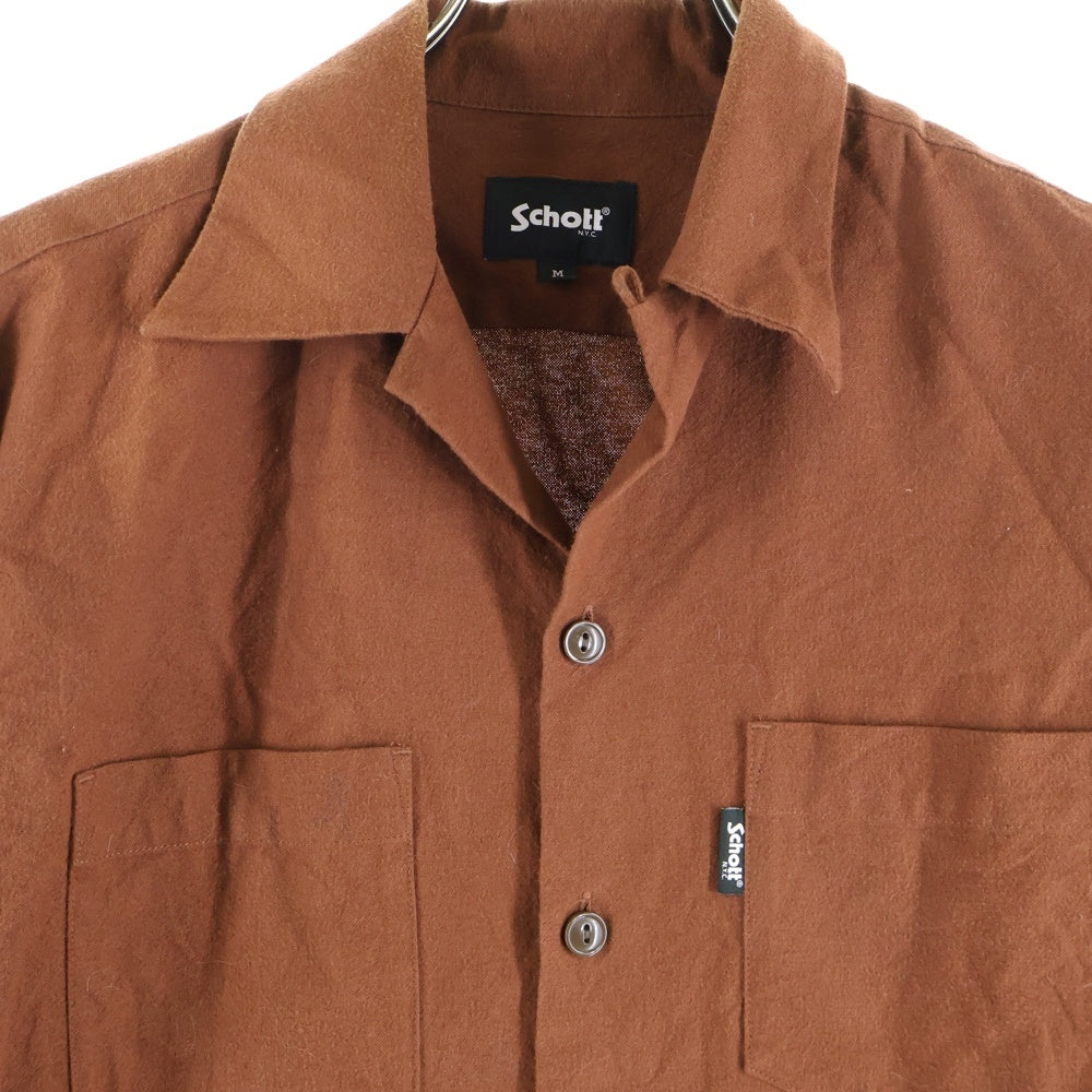 SCHOTT(ショット) LS NEL SHIRT PLAIN 長袖ネルシャツ ブラウン
