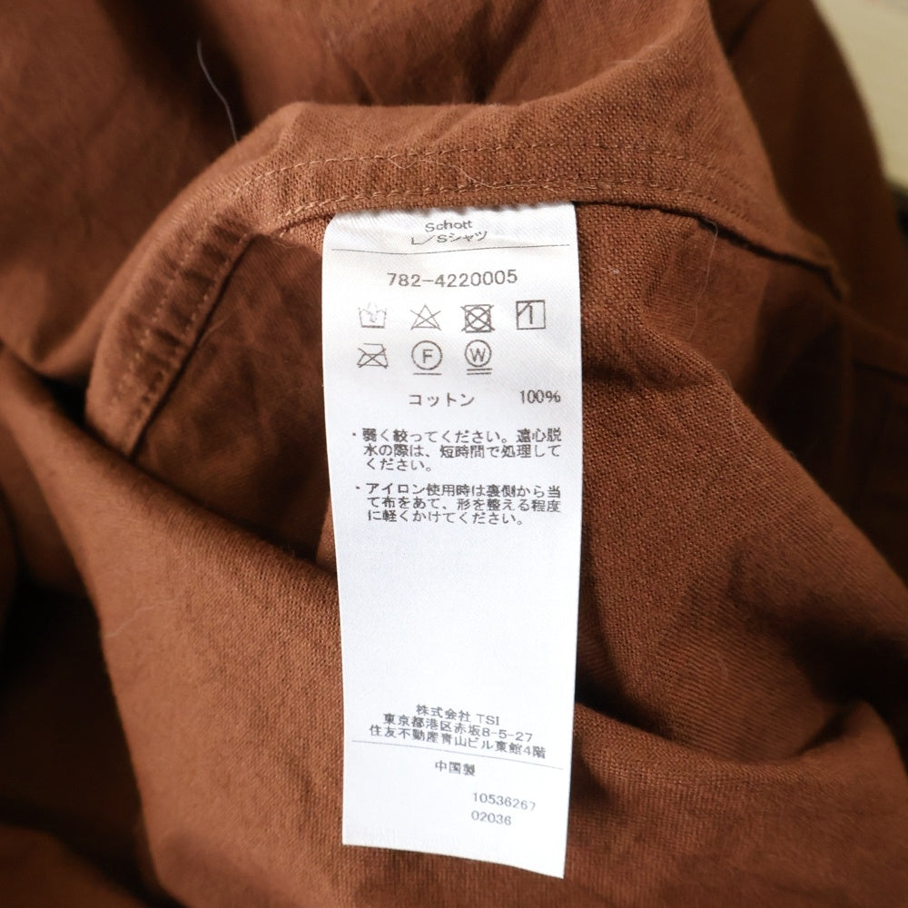 SCHOTT(ショット) LS NEL SHIRT PLAIN 長袖ネルシャツ ブラウン