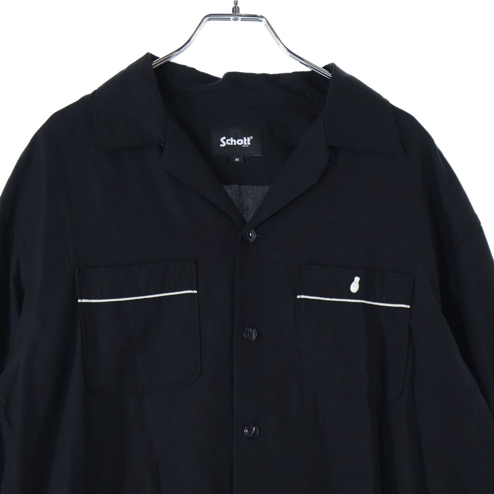 SCHOTT(ショット) BOWLING SHIRT ボウリングシャツ 長袖シャツ ブラック