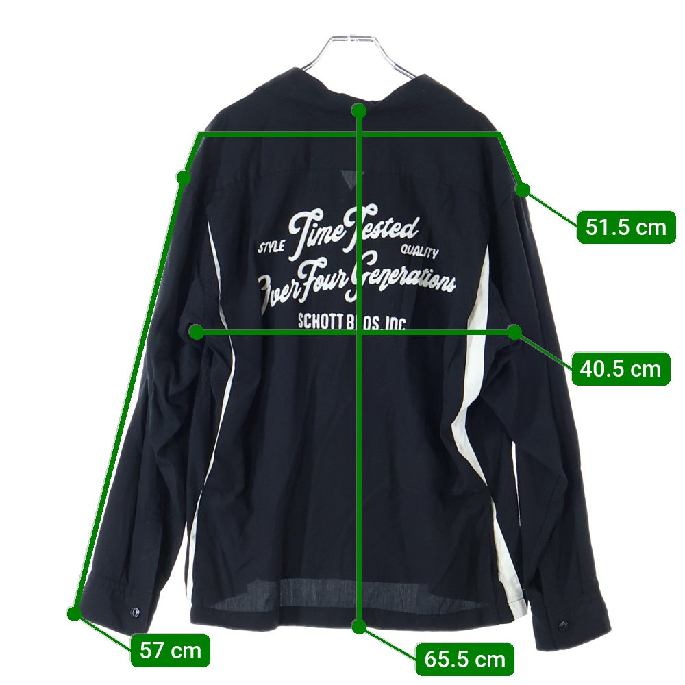 SCHOTT(ショット) BOWLING SHIRT ボウリングシャツ 長袖シャツ ブラック