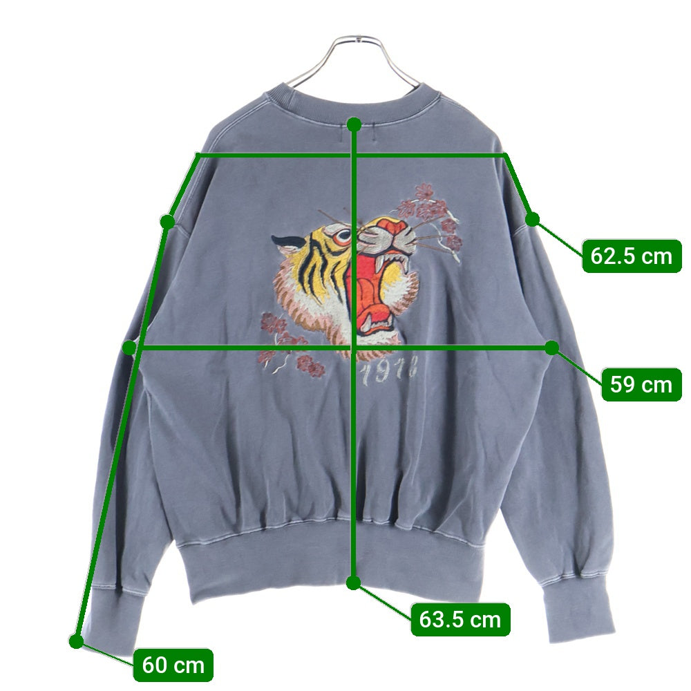 SCHOTT(ショット) SOUVENIR CREW SWEAT スーベニア 虎刺繍 クルーネックスウェットトレーナー グレー