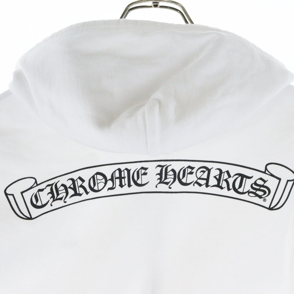 CHROME HEARTS(クロムハーツ) SWTSHRT HD ZIP スクロールラベルプリント ダガージップ ジップアップスウェットパーカー フーディー ホワイト