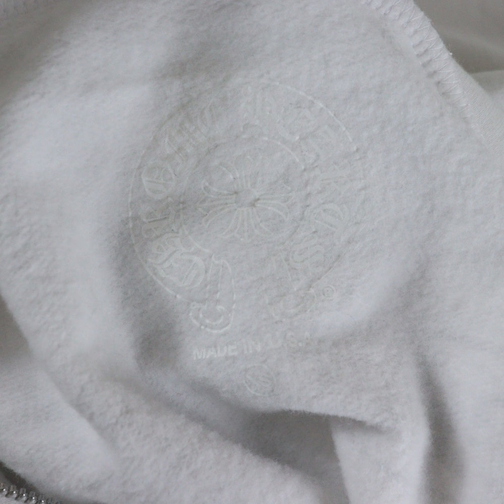 CHROME HEARTS(クロムハーツ) SWTSHRT HD ZIP スクロールラベルプリント ダガージップ ジップアップスウェットパーカー フーディー ホワイト