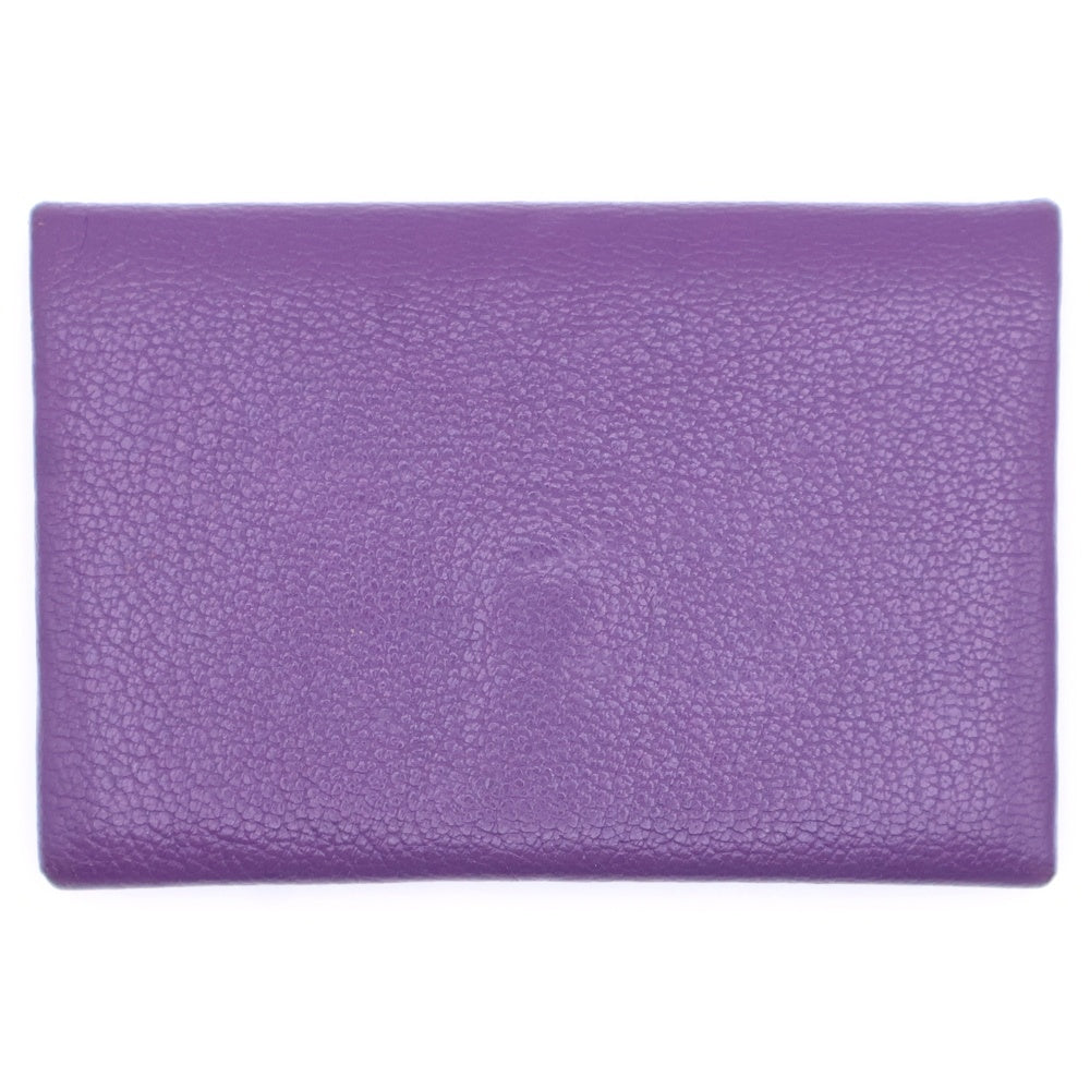 HERMES(エルメス) カルヴィデュオ レザーカードケース コインケース 名刺入れ パープル □K刻印