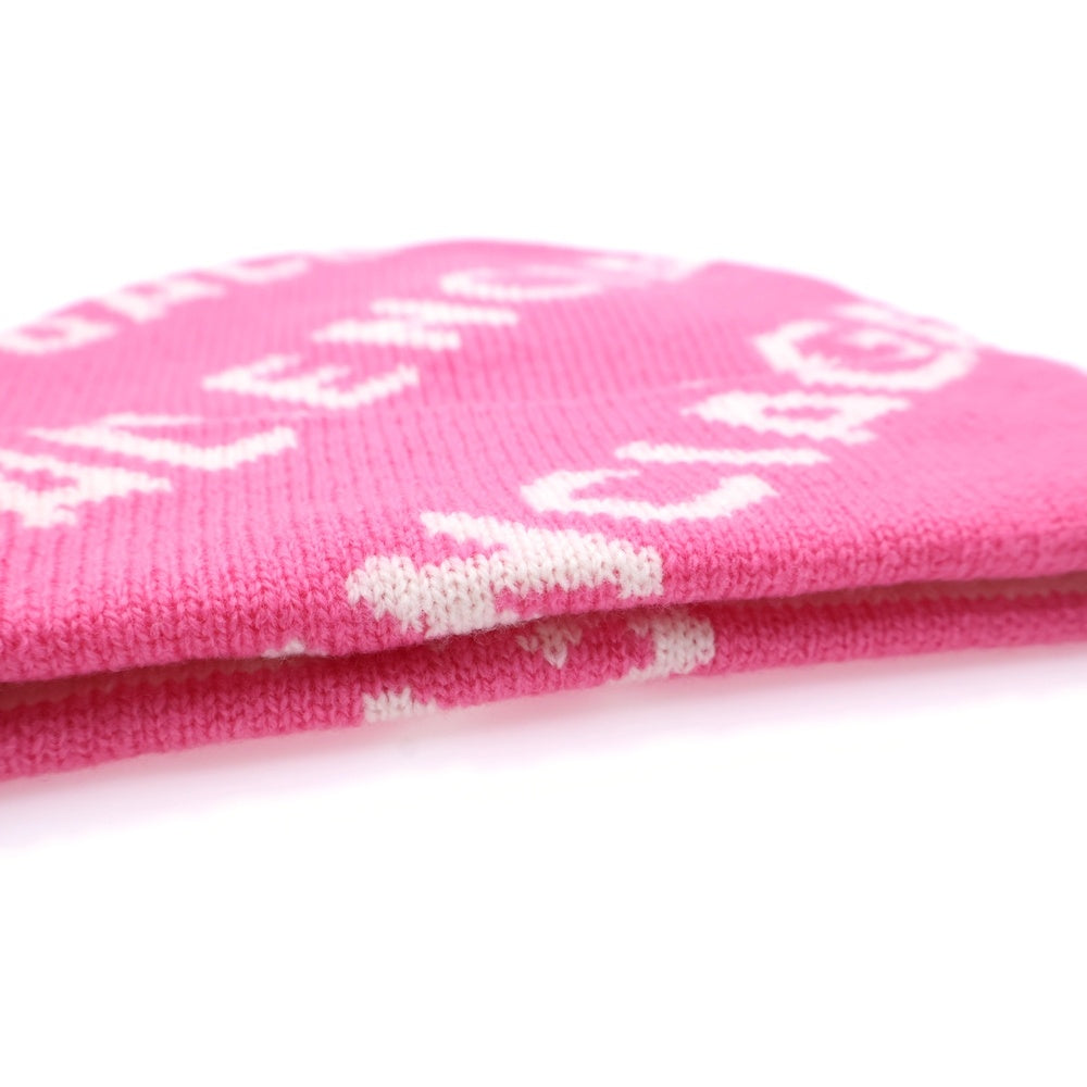 BALENCIAGA(バレンシアガ) Logo Knit Beanie ロゴ総柄 ニットビーニー ニット帽 ピンク 633717 T1567