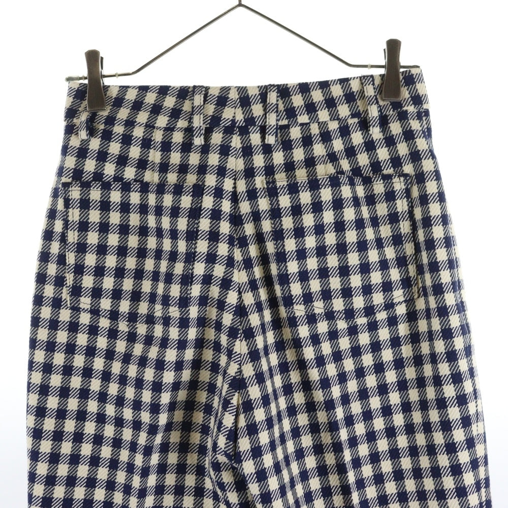 ami paris(アミパリス) ウール混 コットンストレート チェック スラックスパンツ ベージュ/ブラック レディース FTR021.CO0018