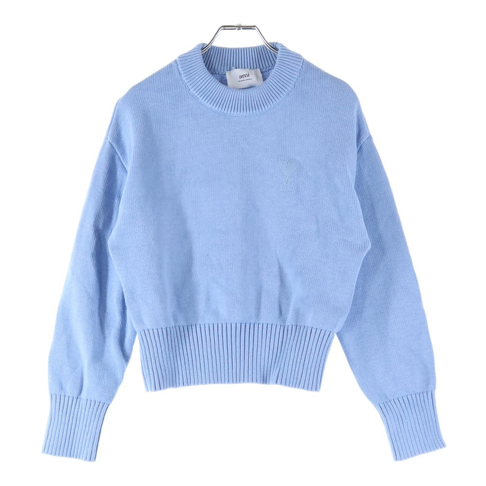 ami paris(アミパリス) ロゴ刺繍 クルーネックニットセーター ブルー UKS008.016