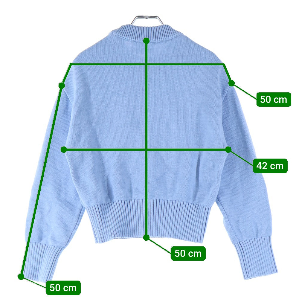 ami paris(アミパリス) ロゴ刺繍 クルーネックニットセーター ブルー UKS008.016