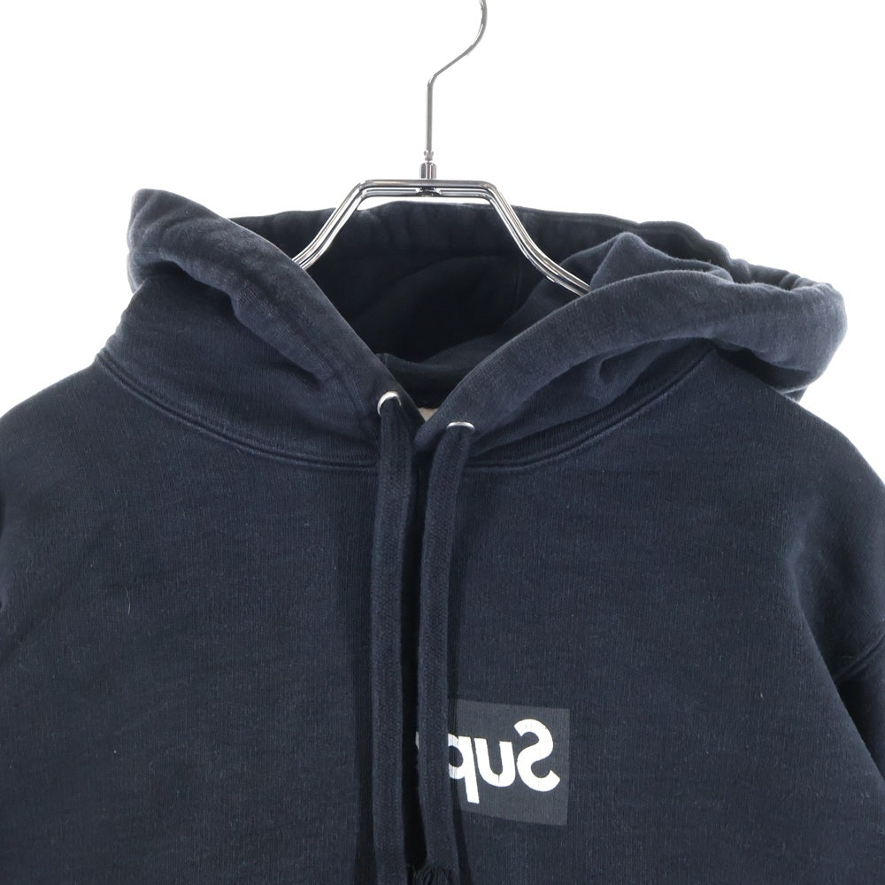 SUPREME(シュプリーム) 18AW ×COMME des GARCONS SHIRT Split Box Logo Hooded Sweatshirt コムデギャルソンシャツ スプリット ボックスロゴ プルオーバースウェットパーカー ブラック