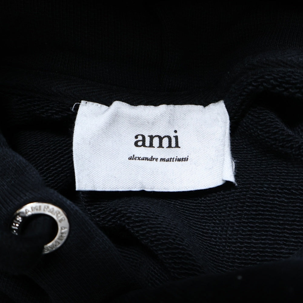 AMI Alexandre Mattiussi(アミアレクサンドルマテュッシ) Hoodie ハートロゴ刺繍 プルオーバースウェットパーカー フーディー ブラック SPEUSW222.747