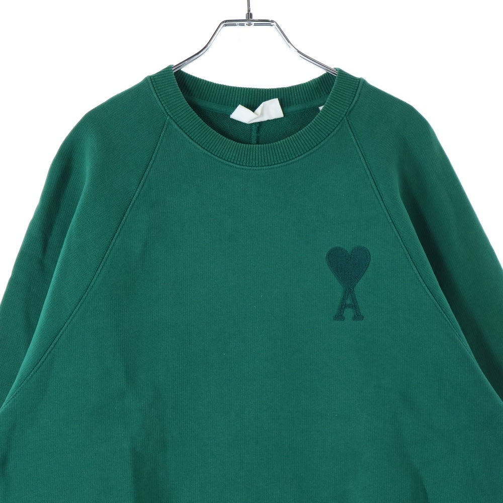 AMI Alexandre Mattiussi(アミアレクサンドルマテュッシ) Sweatshirt ハートロゴ刺繍 クルーネックスウェットトレーナー グリーン A21FJ028.747