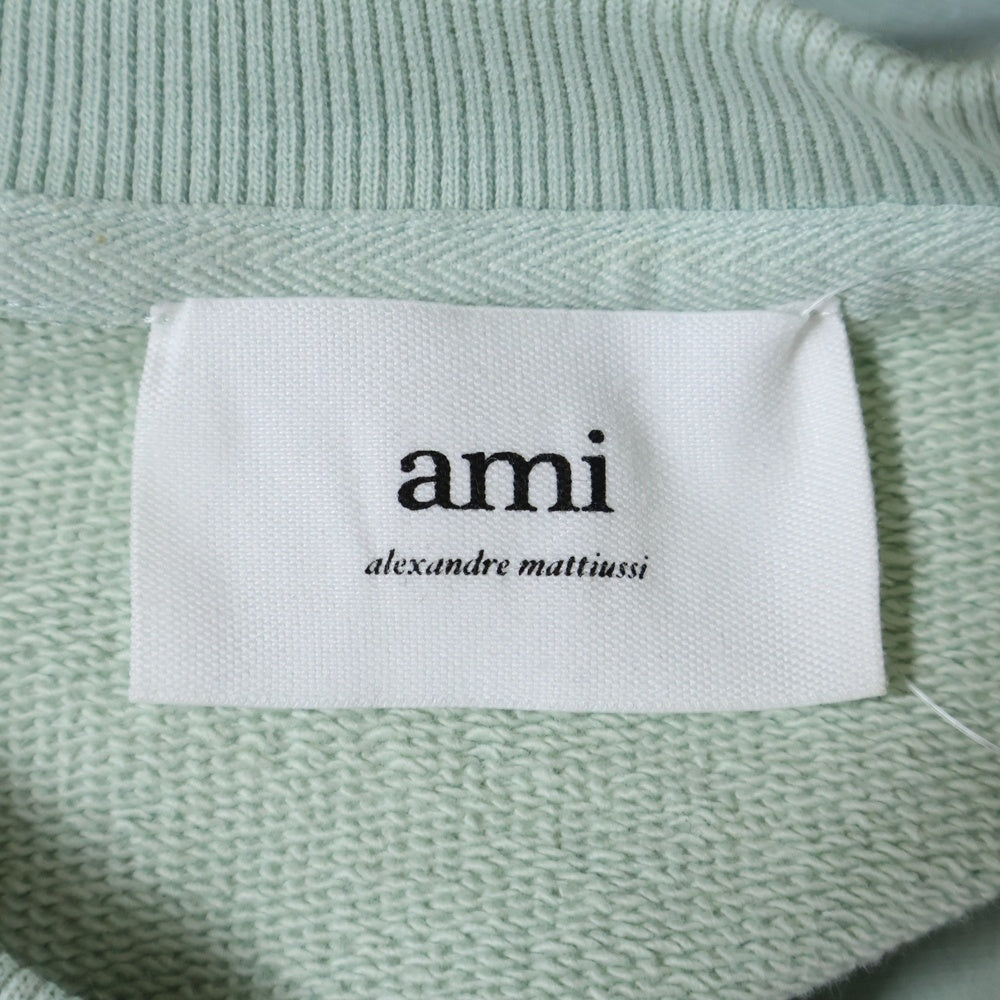 AMI Alexandre Mattiussi(アミアレクサンドルマテュッシ) Sweatshirt ハートロゴ刺繍 クルーネックスウェットトレーナー グリーン USW001.370