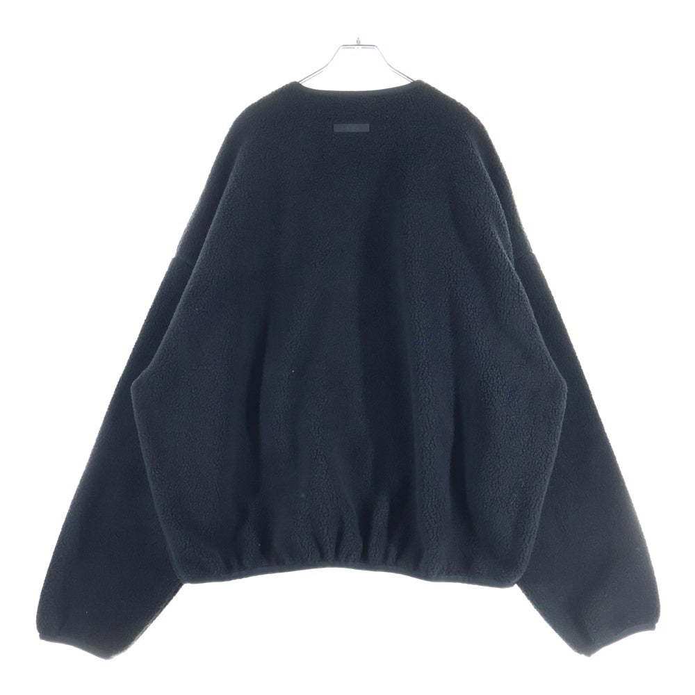 FEAR OF GOD ESSENTIALS(フィアオブゴッド エッセンシャルズ) FLEECE SWEATER ラバーロゴ ボアフリース クルーネックニットセーター ブラック