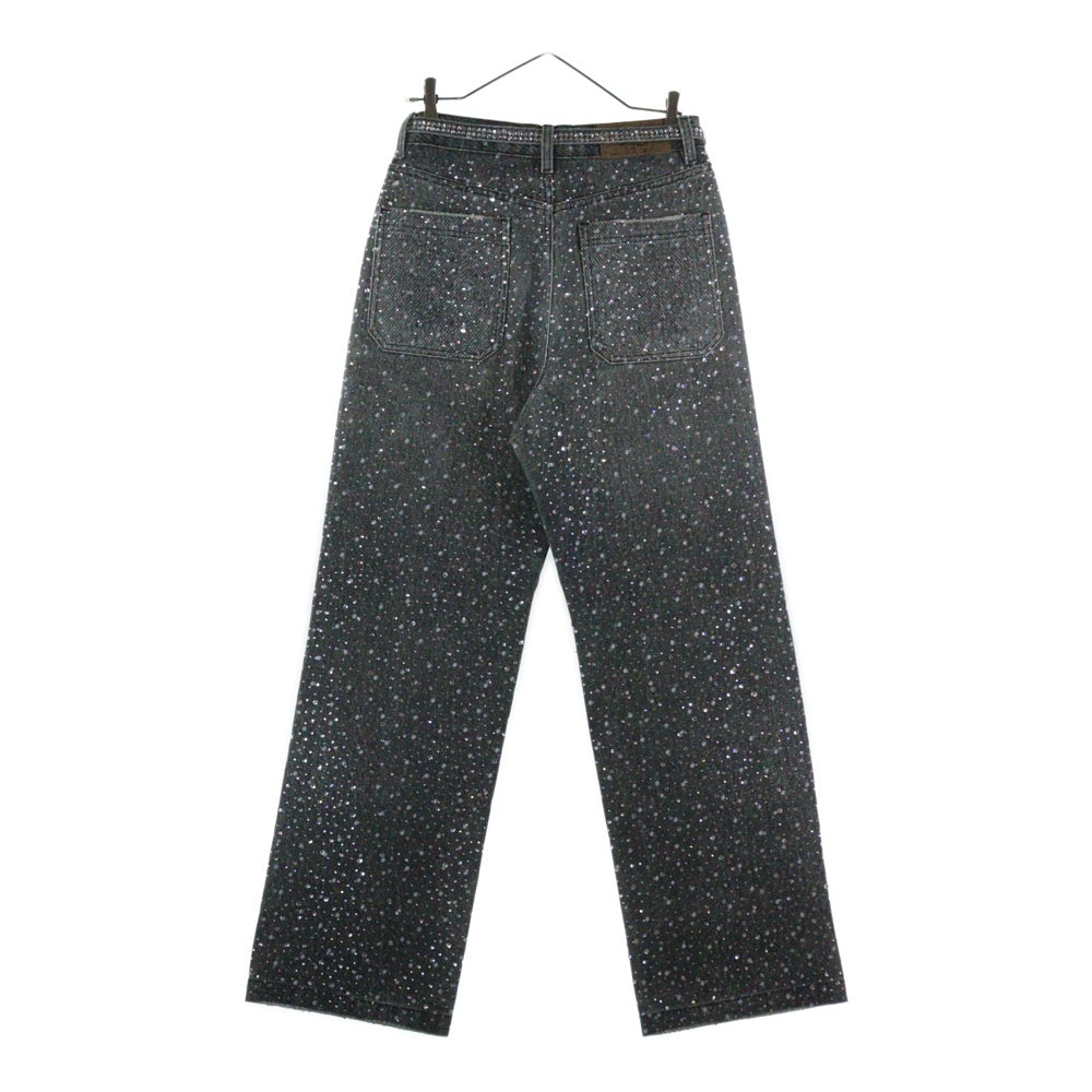 BIRTH OF ROYAL CHILD(バースオブロイヤルチャイルド) 3D Printing Washed Full Diamond Denim ラインストーン装飾 デニムパンツ グレー
