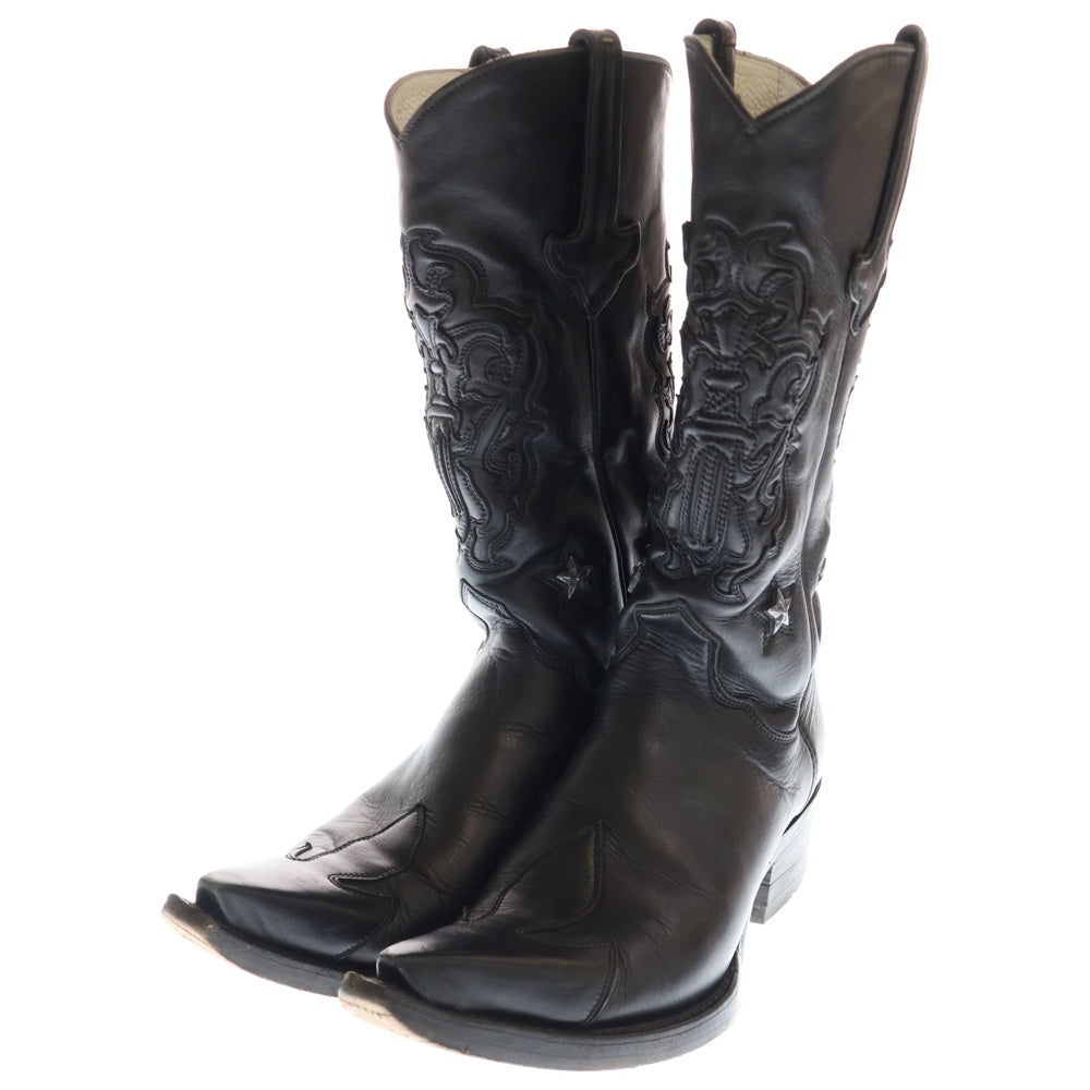 CHROME HEARTS(クロムハーツ) COWBOY WESTERN カウボーイウエスタン スターコンチョ レザーブーツ ブラック