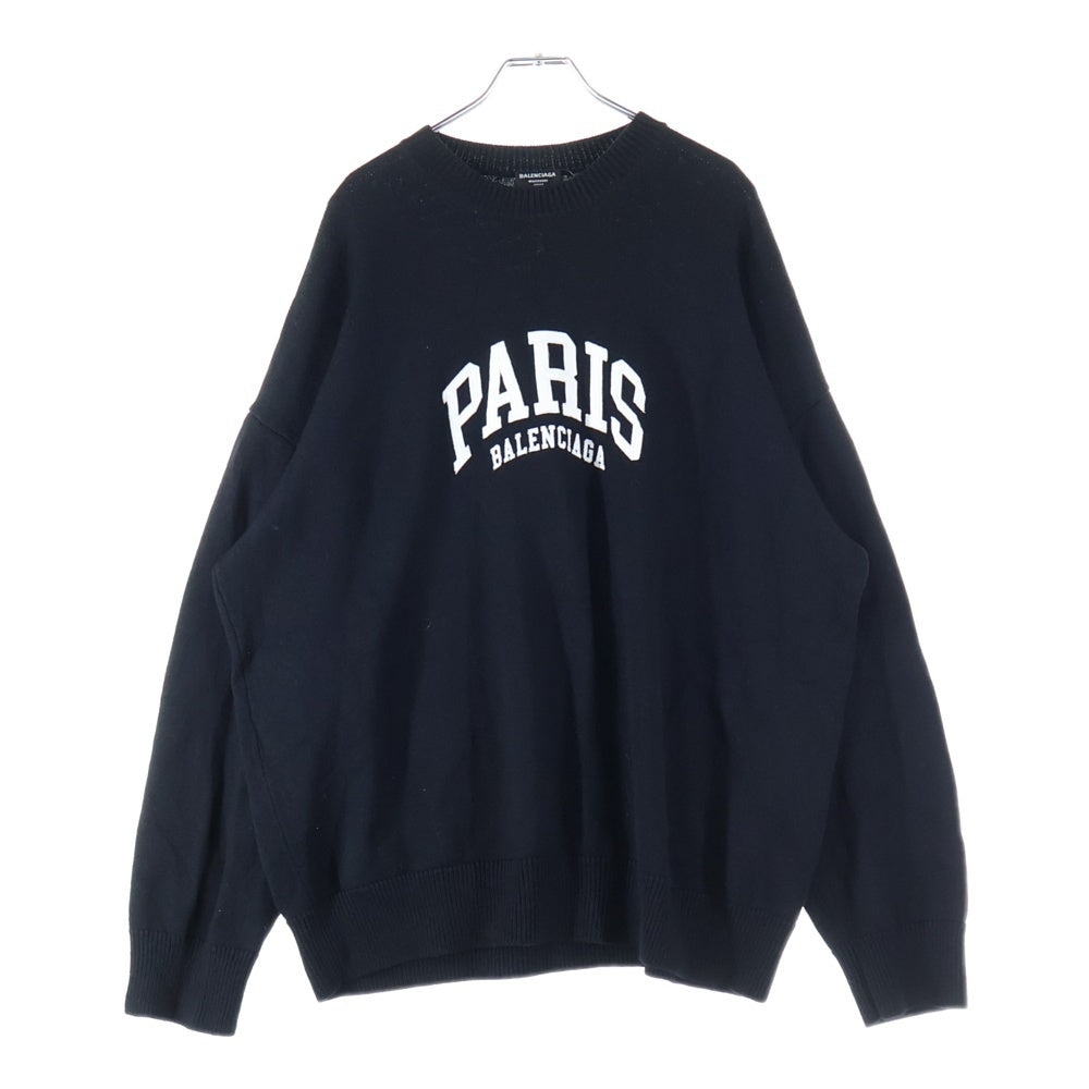 BALENCIAGA(バレンシアガ) 22SS PARIS LOGO CREW NECK KNIT パリスロゴ クルーネック ニット ブラック 682005 T1624