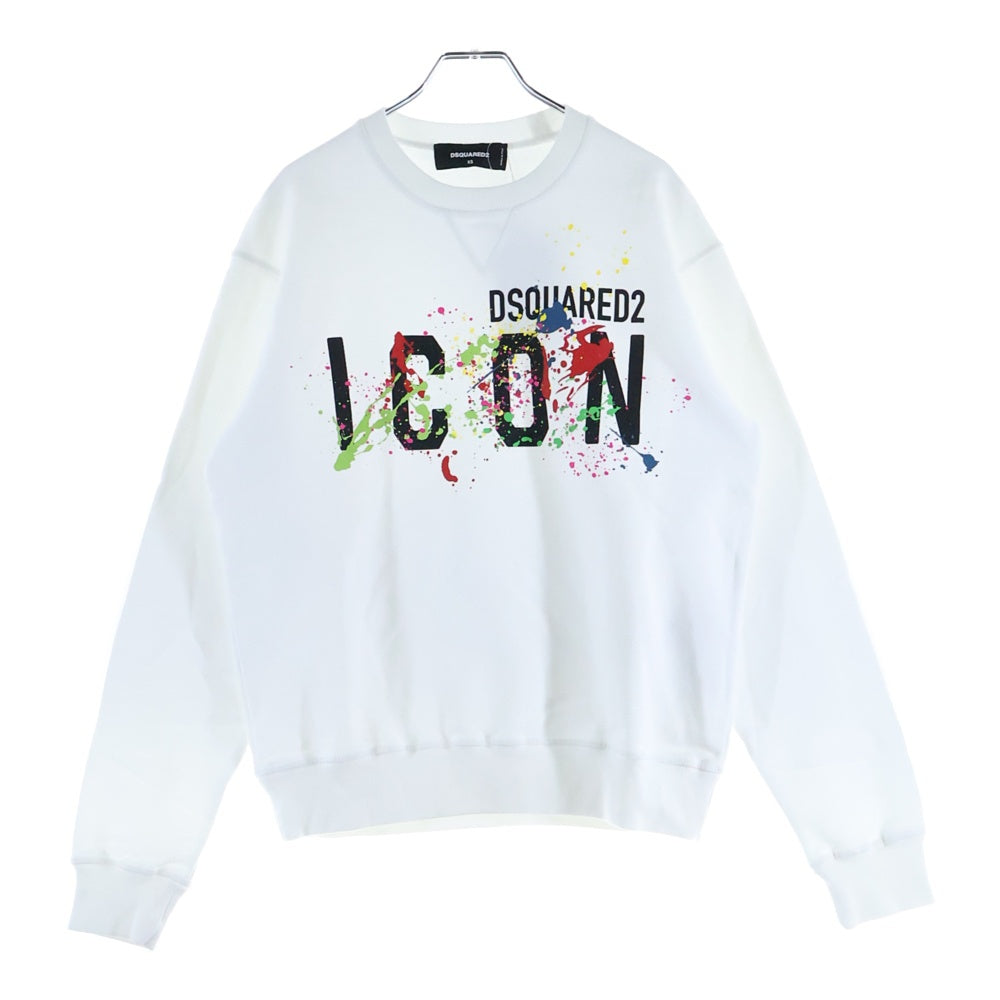 DSQUARED2(ディースクエアード) 22AW Icon Sweatshirt ダメージ加工 クルーネックスウェットトレーナー ホワイト S74GU0644 S25030