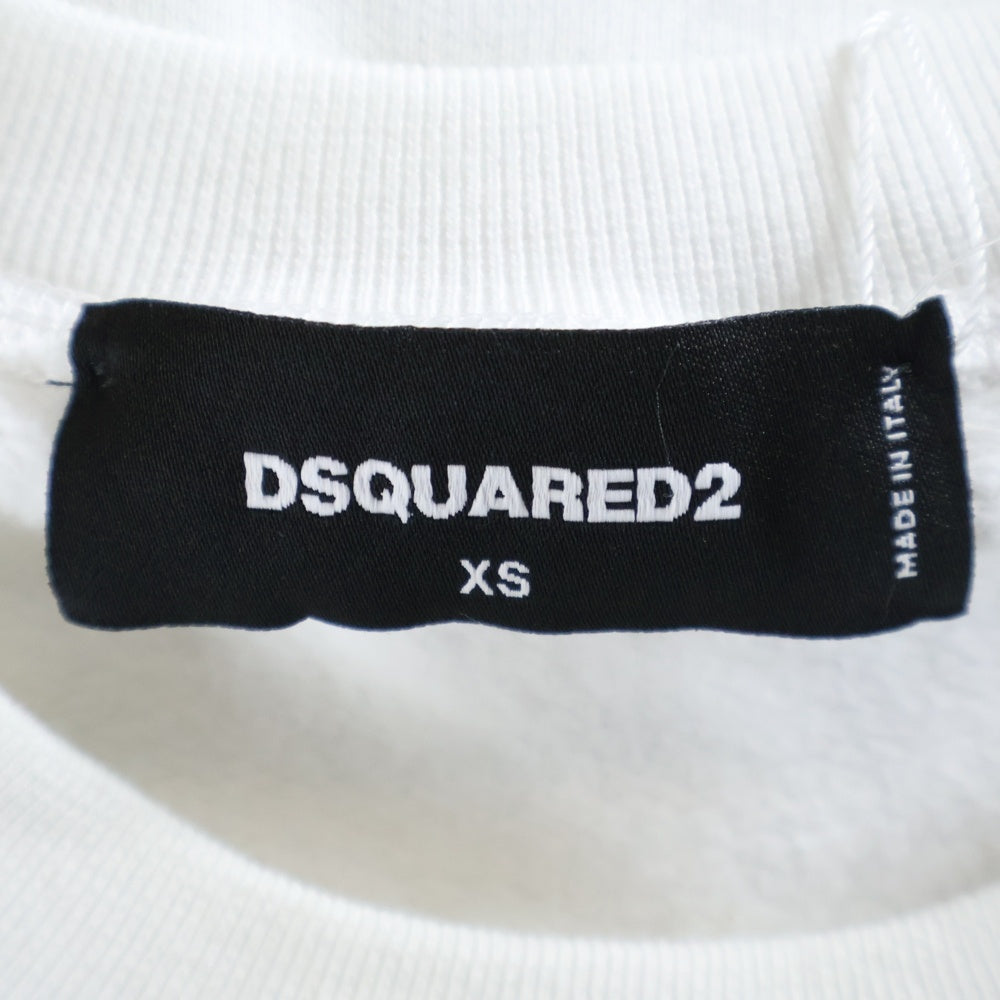 DSQUARED2(ディースクエアード) 22AW Icon Sweatshirt ダメージ加工 クルーネックスウェットトレーナー ホワイト S74GU0644 S25030