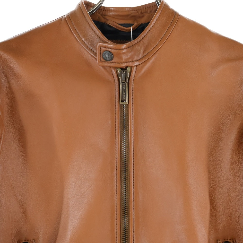 DSQUARED2(ディースクエアード) 23AW Biker Bomber レザージャケット ブラウン S74AM1328 SY1491