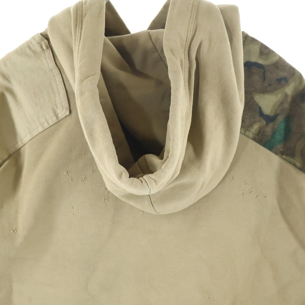 DSQUARED2(ディースクエアード) 22AW Hoodie ダメージ加工 プルオーバースウェットパーカー ベージュ S74GU0644 S25030