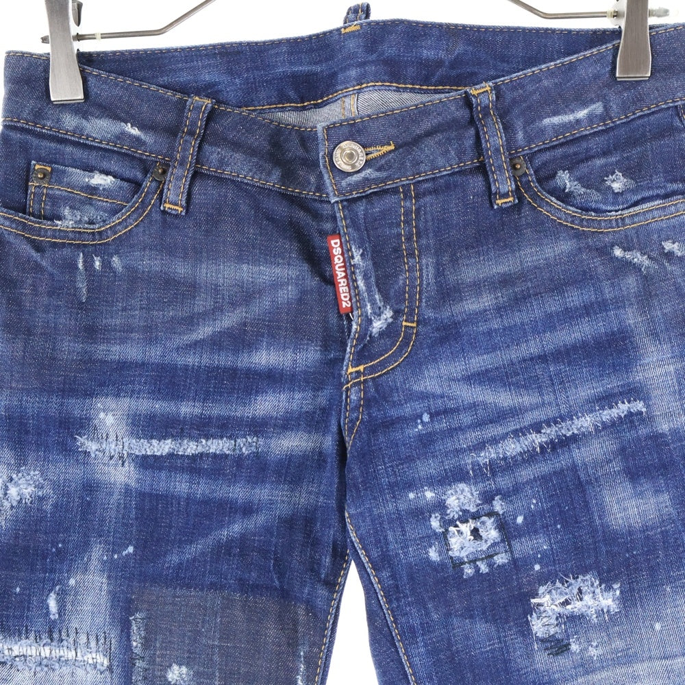 DSQUARED2(ディースクエアード) Sexy Twist Jean ダメージ加工 タイダイスキニーデニムパンツ インディゴ レディース