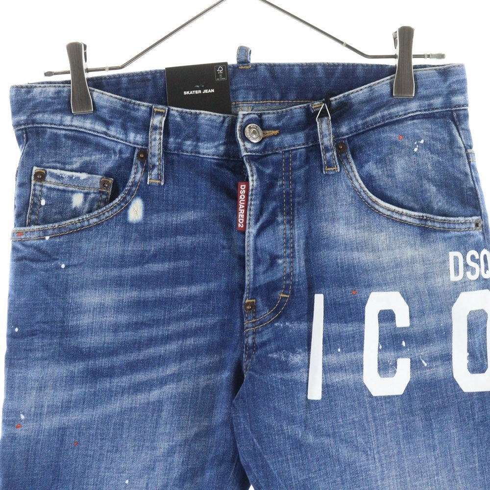 DSQUARED2(ディースクエアード) 23SS Sexy Twist Jean Icon ダメージ加工 ペイント スキニーデニムパンツ インディゴ