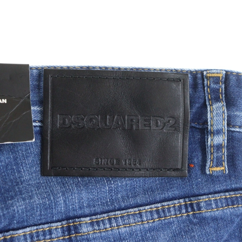 DSQUARED2(ディースクエアード) 23SS Sexy Twist Jean Icon ダメージ加工 ペイント スキニーデニムパンツ インディゴ
