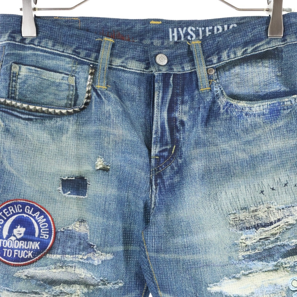 HYSTERIC GLAMOUR(ヒステリックグラマー) Nylon Pants デニム柄スキニーパンツ インディゴ 02191AP06