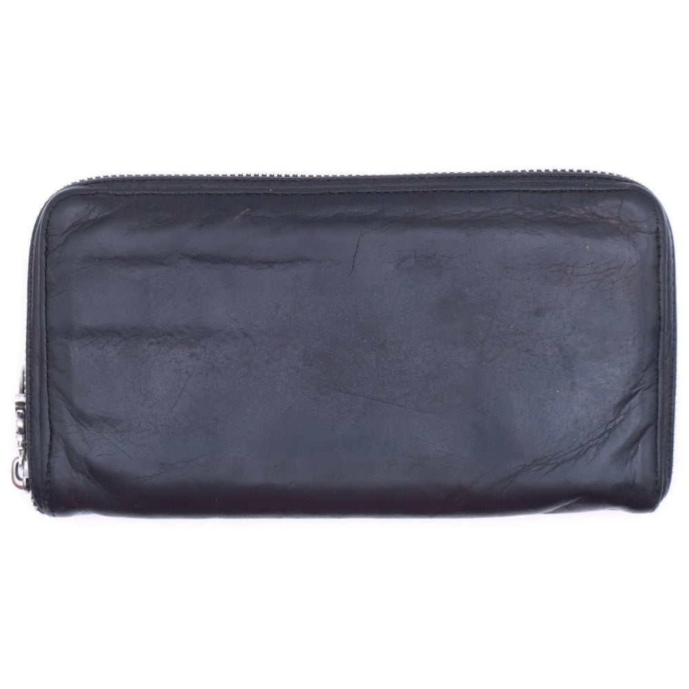 CHROME HEARTS(クロムハーツ) REC F ZIP PLANE ダガーラウンドジップ プレーンレザーウォレット 長財布 ブラック