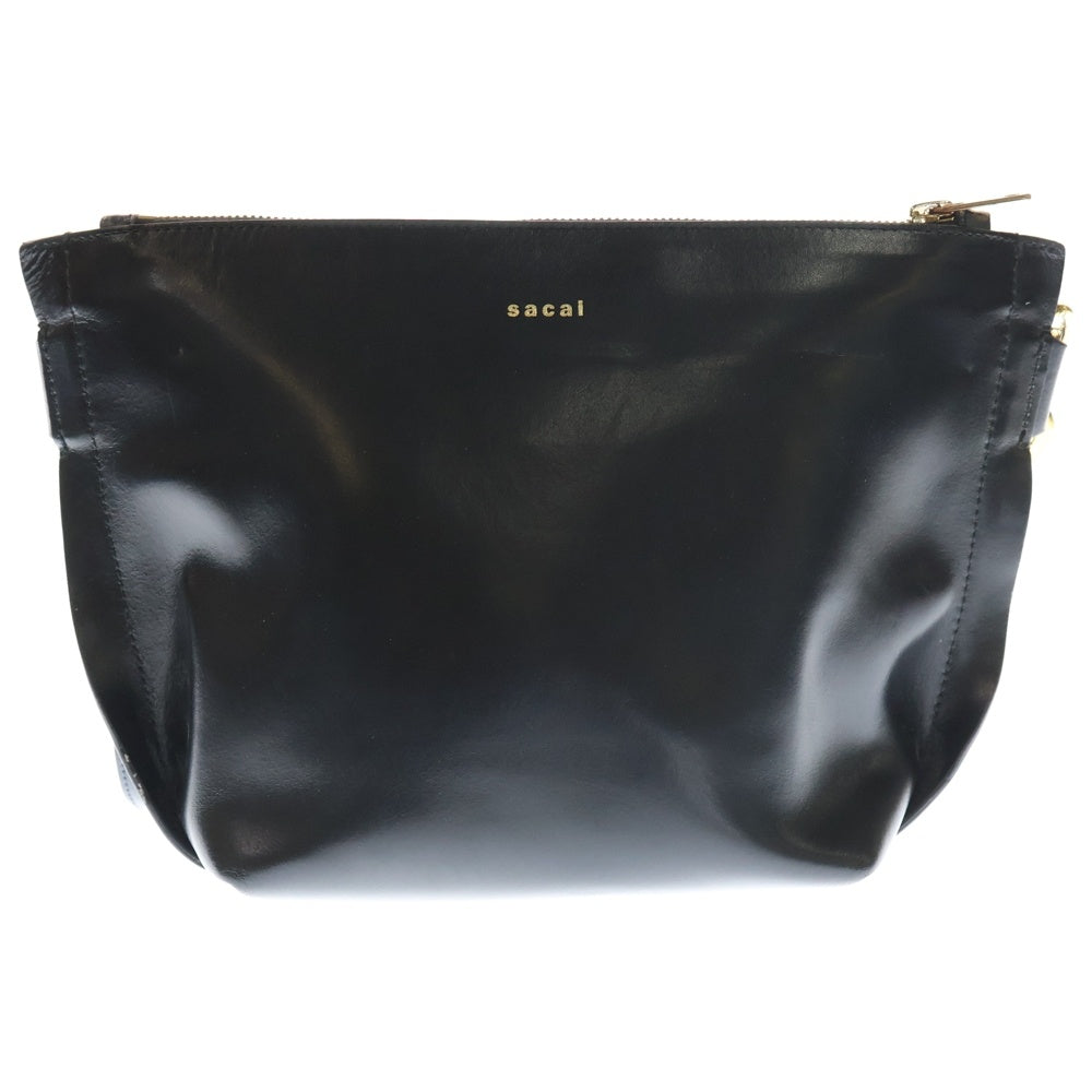 Sacai(サカイ) Trapezoid Pouch トラペゾイドポーチ レザーショルダーバッグ ブラック