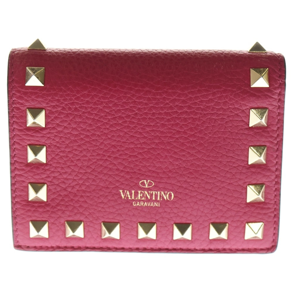 VALENTINO(ヴァレンティノ) ロックスタッズ ミニウォレット 二つ折り財布 ピンク