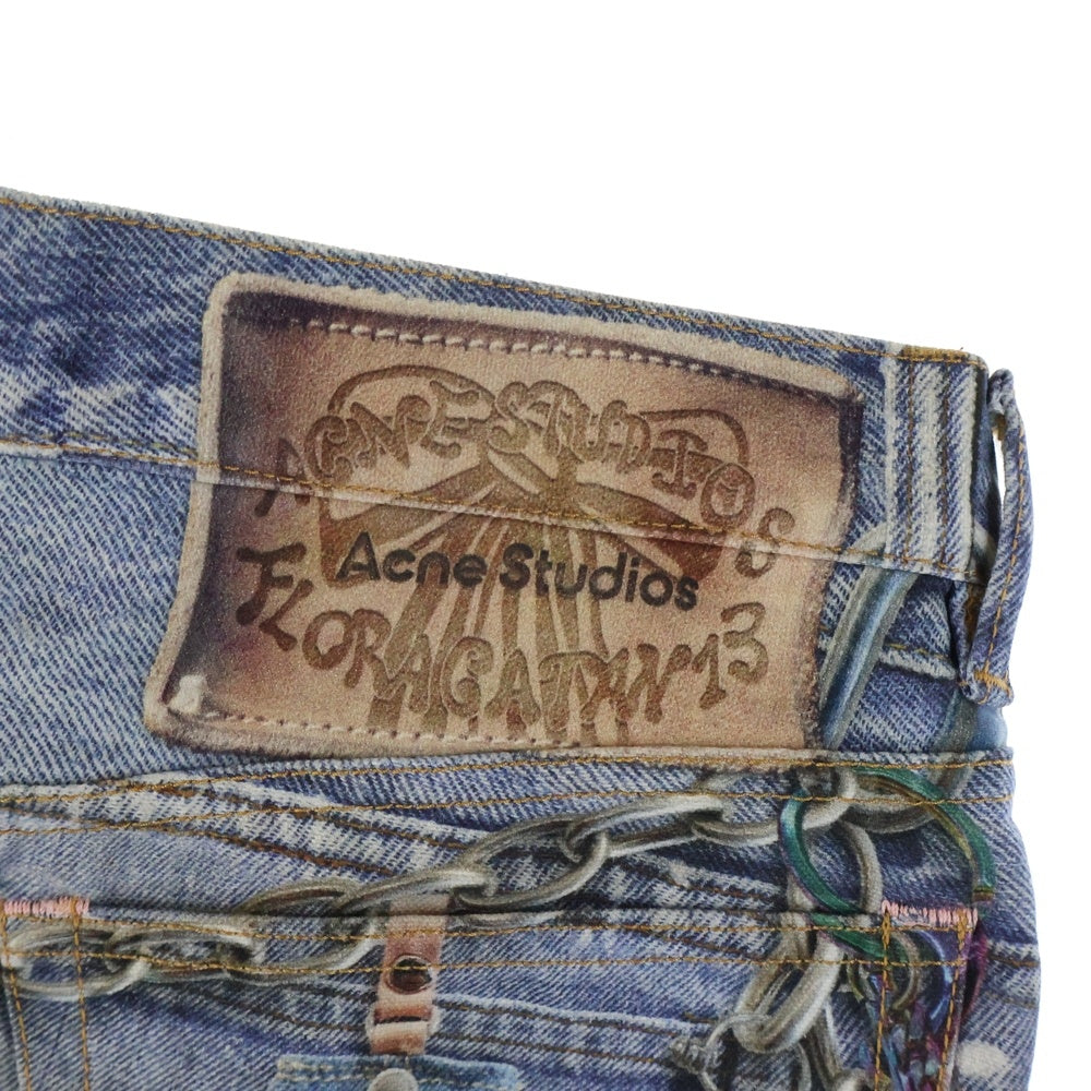 Acne Studios(アクネ ストゥディオズ) Loose Fit Shorts トロンプルイユ デニム柄ショーツ ハーフパンツ インディゴ FN-MN-SHOR000238 BE0163-