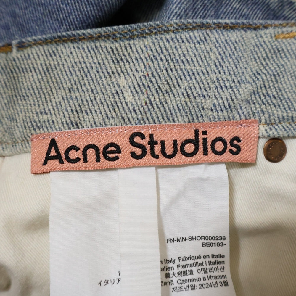 Acne Studios(アクネ ストゥディオズ) Loose Fit Shorts トロンプルイユ デニム柄ショーツ ハーフパンツ インディゴ FN-MN-SHOR000238 BE0163-