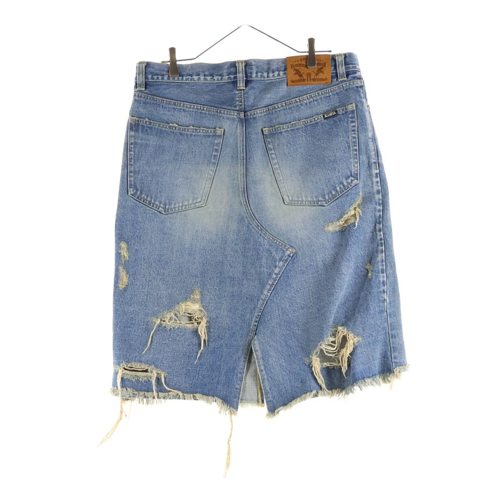 KAMIYA(カミヤ) Denim Wrap Skirt ダメージ加工 デニムスカート インディゴ G14PT040