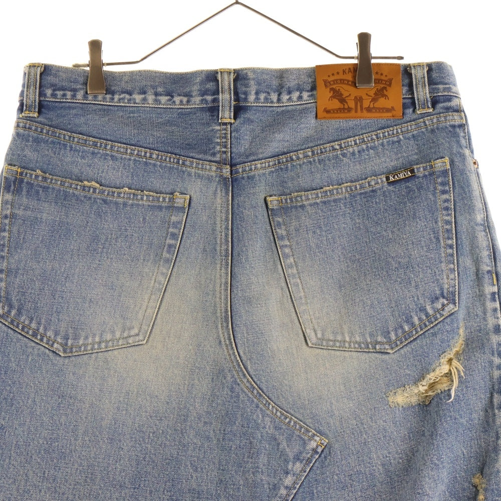 KAMIYA(カミヤ) Denim Wrap Skirt ダメージ加工 デニムスカート インディゴ G14PT040