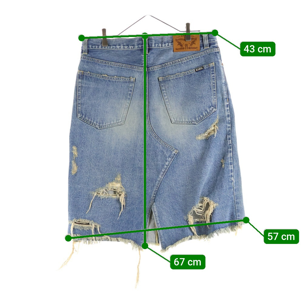KAMIYA(カミヤ) Denim Wrap Skirt ダメージ加工 デニムスカート インディゴ G14PT040