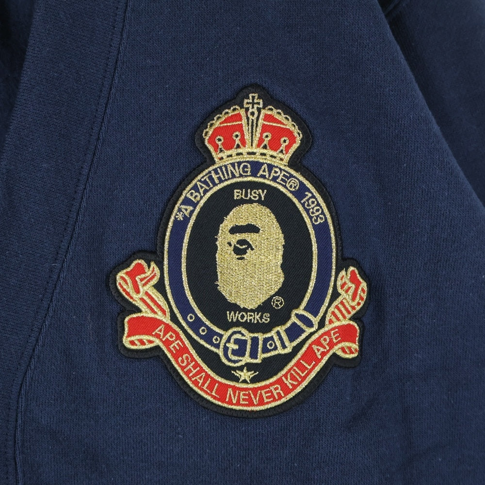 A BATHING APE(アベイシングエイプ) Cardigan ロゴ刺繍 Vネックカーディガン ネイビー