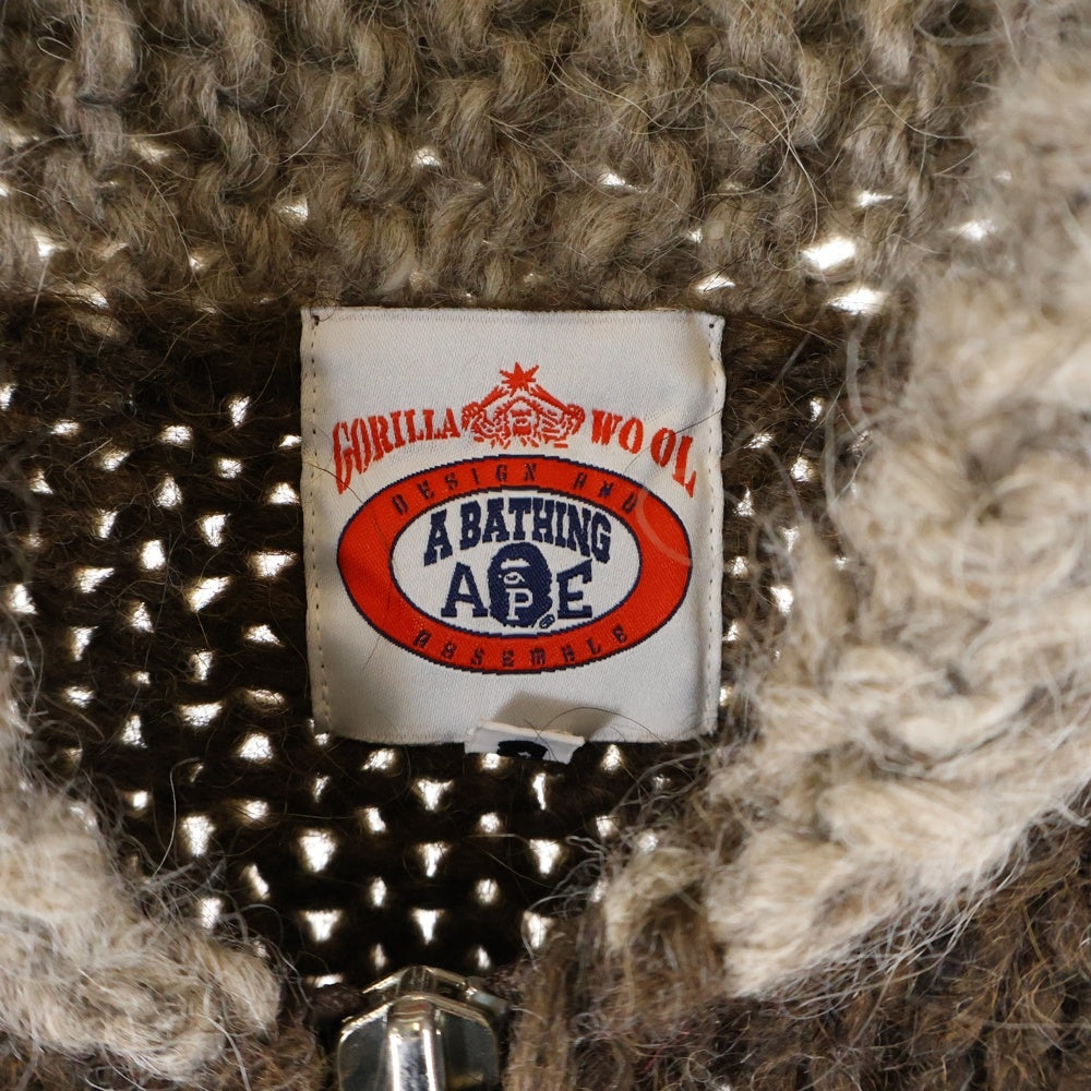 A BATHING APE(アベイシングエイプ) Wool Knit Jacket カウチン ウールジップアップジャケット ブラウン 1860-120-020